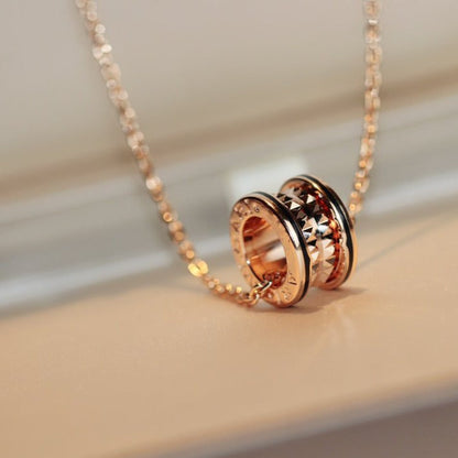 [ELAN LUXE]ZERO 1 ROCK PEDANT PINK GOLD BLACK NECKLACE