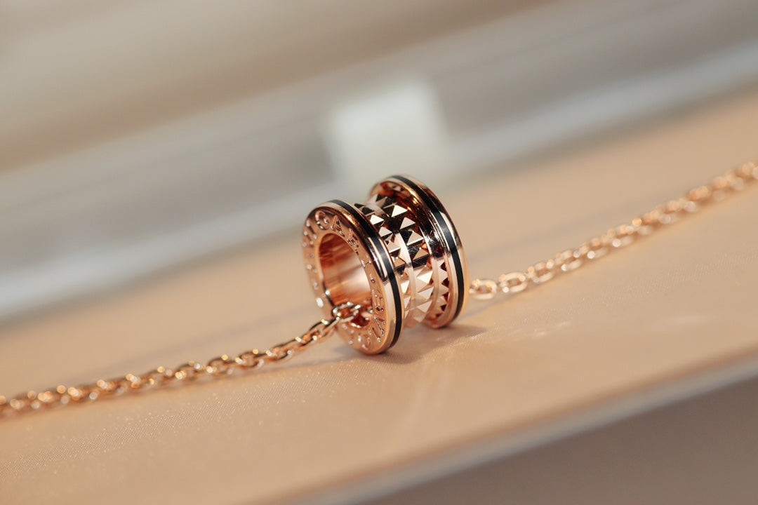 [ELAN LUXE]ZERO 1 ROCK PEDANT PINK GOLD BLACK NECKLACE