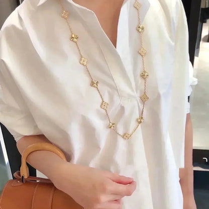 [ELAN LUXE]CLOVER 20 MOTIFS LASER DIAMOND NECKLACE
