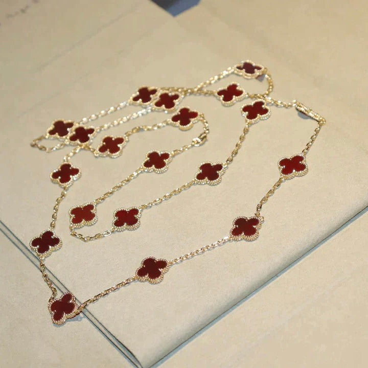 [ELAN LUXE]CLOVER 20 MOTIFS CARNELIAN NECKLACE