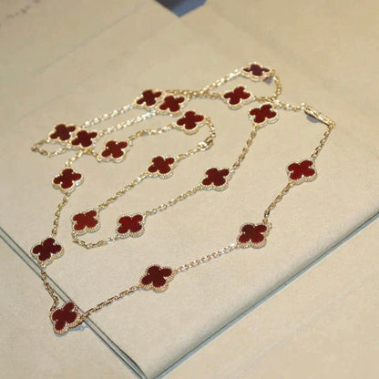 [ELAN LUXE]CLOVER 20 MOTIFS CARNELIAN NECKLACE