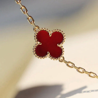 [ELAN LUXE]CLOVER 20 MOTIFS CARNELIAN NECKLACE