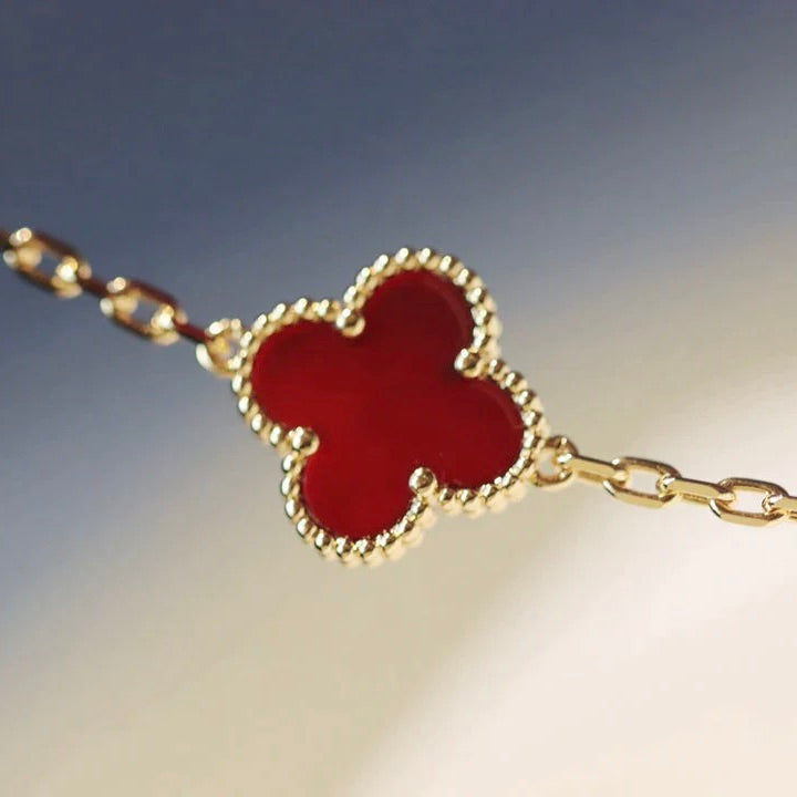 [ELAN LUXE]CLOVER 20 MOTIFS CARNELIAN NECKLACE