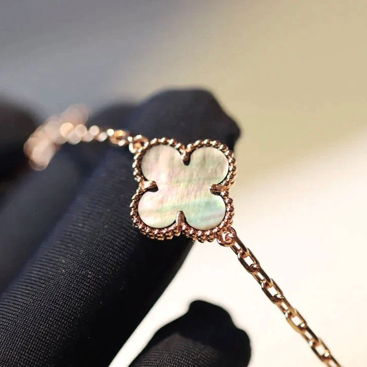 [ELAN LUXE]CLOVER 20 MOTIFS DARK MOP DIAMOND  NECKLACE
