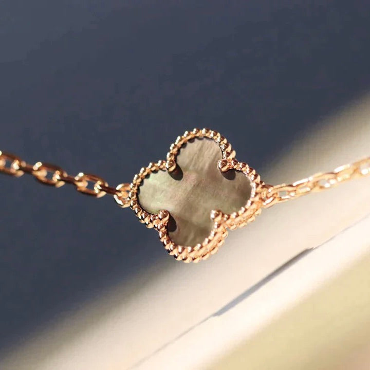 [ELAN LUXE]CLOVER 20 MOTIFS DARK MOP DIAMOND  NECKLACE