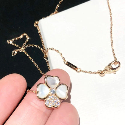 [ELAN LUXE]CLOVER MOP DIAMOND ROSE GOLD NECKLACE