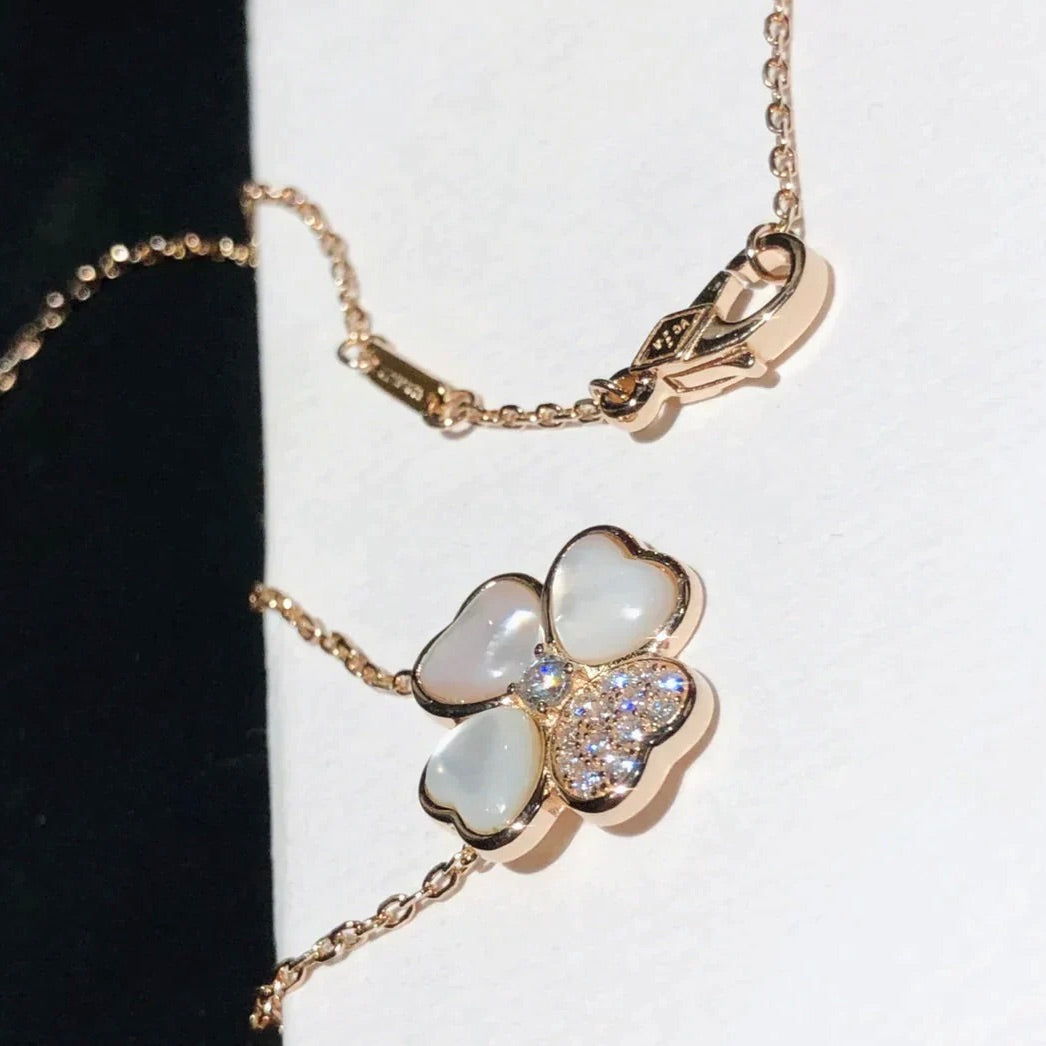 [ELAN LUXE]CLOVER MOP DIAMOND ROSE GOLD NECKLACE