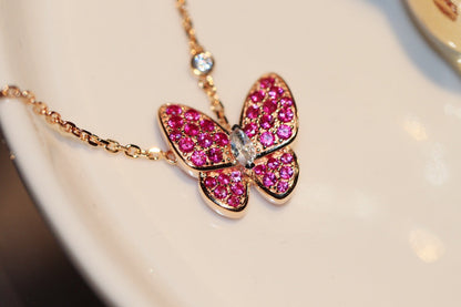 [ELAN LUXE]BUTTERFLY RED DIAMOND ROSE GOLD NECKLACE
