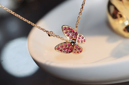 [ELAN LUXE]BUTTERFLY RED DIAMOND ROSE GOLD NECKLACE