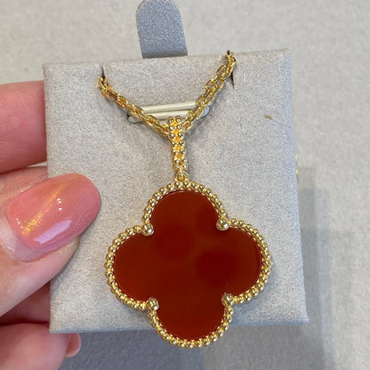 [ELAN LUXE]CLOVER 25MM NECKLACE GOLD CARNELIAN