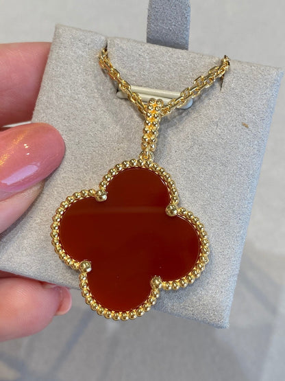 [ELAN LUXE]CLOVER 25MM NECKLACE GOLD CARNELIAN