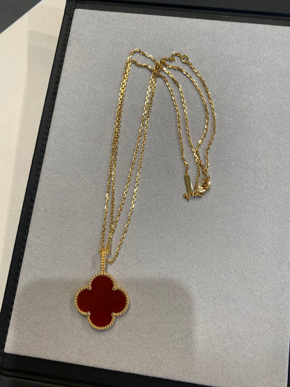 [ELAN LUXE]CLOVER 25MM NECKLACE GOLD CARNELIAN