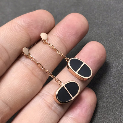 [ELAN LUXE]CHAINE VERSO BLACK CERAMIC SILVER EARRINGS