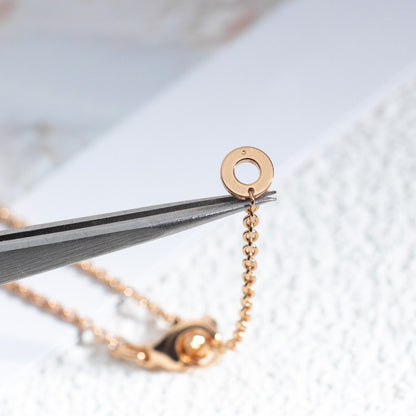 [ELAN LUXE]ZERO 1 WHITE CERAMIC PINK GOLD DIAMOND NECKLACE