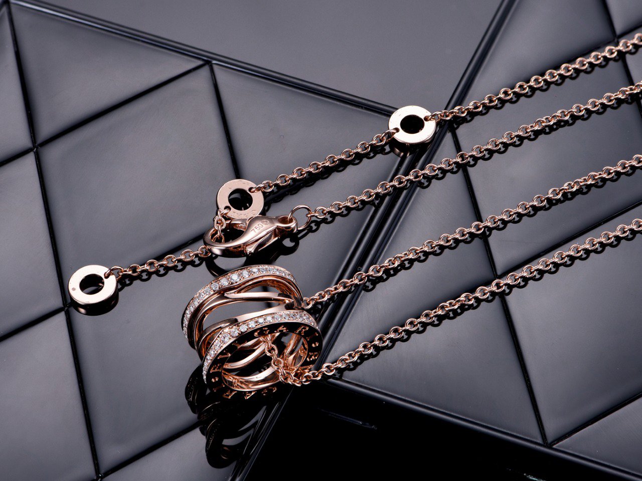 [ELAN LUXE]ZERO 1 PINK GOLD DIAMOND OPEN NECKLACE
