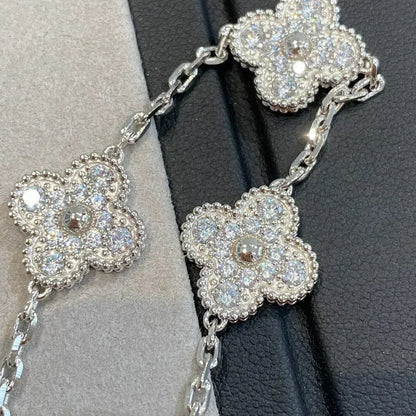 [ELAN LUXE]CLOVER 5 MOTIFS  DIAMOND BRACELET SILVER