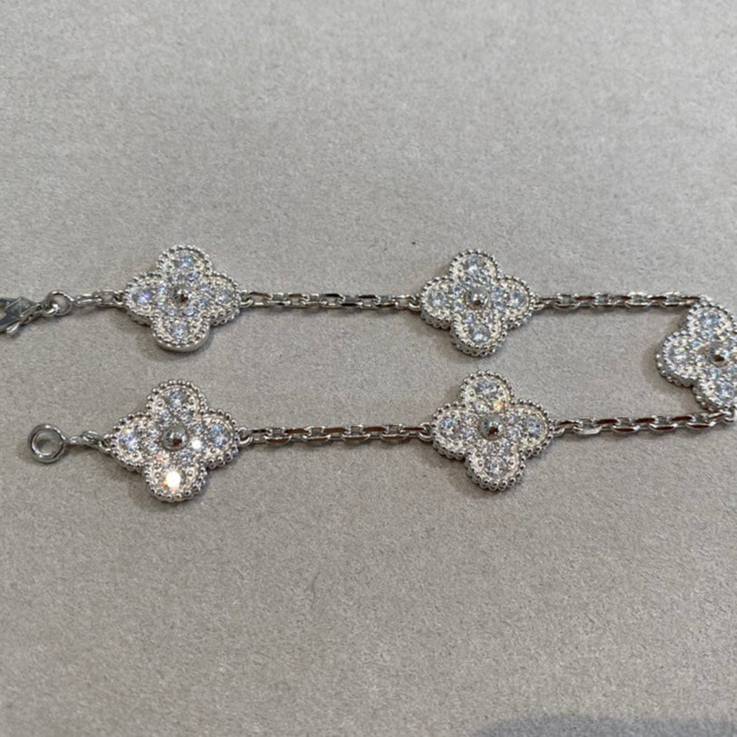 [ELAN LUXE]CLOVER 5 MOTIFS  DIAMOND BRACELET SILVER