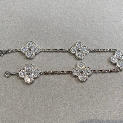 [ELAN LUXE]CLOVER 5 MOTIFS  DIAMOND BRACELET SILVER