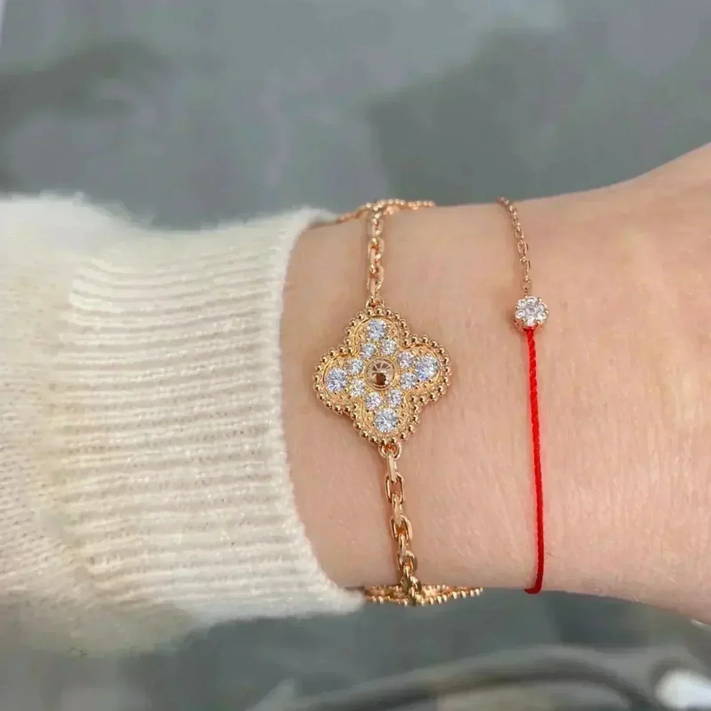 [ELAN LUXE]CLOVER 5 MOTIFS  FULL DIAMOND BRACELET