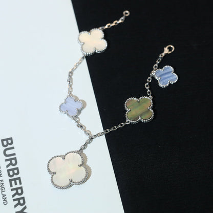 [ELAN LUXE]CLOVER BRACELET 5 MOTIFS MOP CHALCEDONY SILVER
