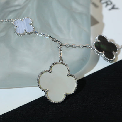 [ELAN LUXE]CLOVER BRACELET 5 MOTIFS MOP CHALCEDONY SILVER
