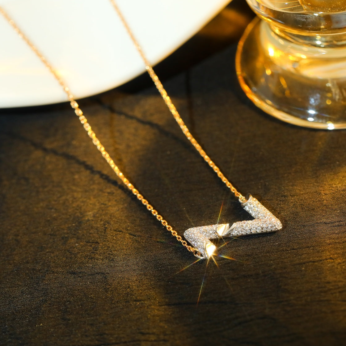 [ELAN LUXE]VOLT SILVER DIAMOND PEDANT NECKLACE