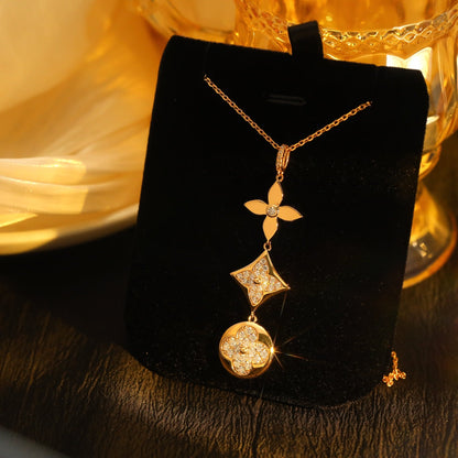 [ELAN LUXE]STAR AND SUN DIAMOND PINK GOLD NECKLACE