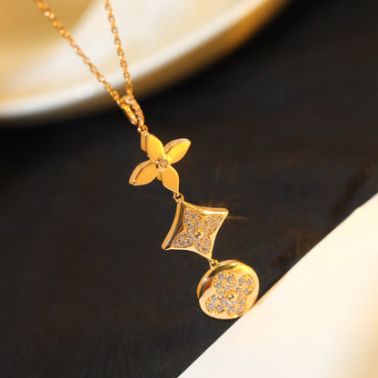 [ELAN LUXE]STAR AND SUN DIAMOND PINK GOLD NECKLACE