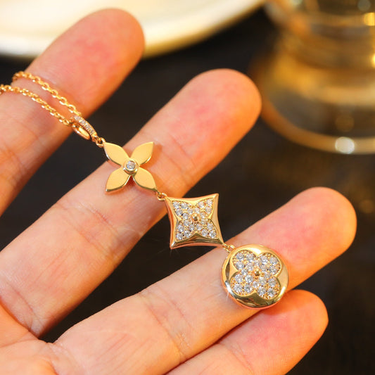 [ELAN LUXE]STAR AND SUN DIAMOND PINK GOLD NECKLACE