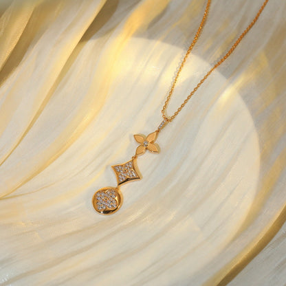 [ELAN LUXE]STAR AND SUN DIAMOND PINK GOLD NECKLACE