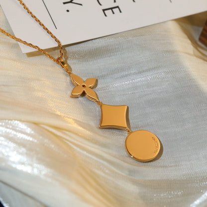 [ELAN LUXE]STAR AND SUN DIAMOND PINK GOLD NECKLACE
