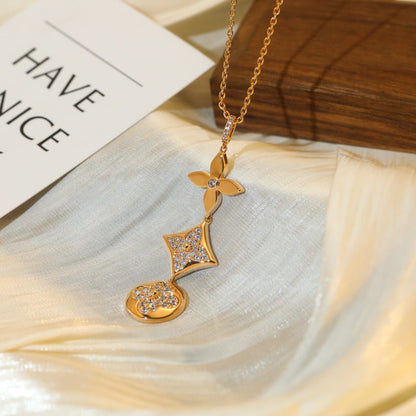 [ELAN LUXE]STAR AND SUN DIAMOND PINK GOLD NECKLACE