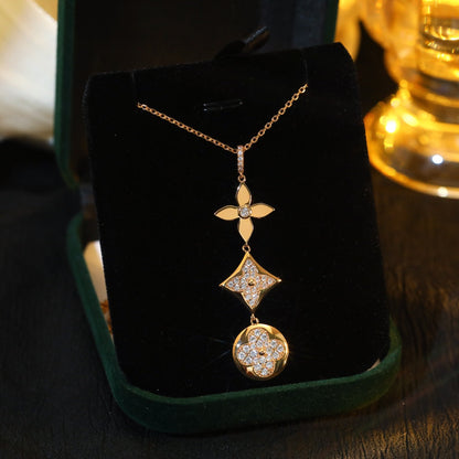[ELAN LUXE]STAR AND SUN DIAMOND PINK GOLD NECKLACE