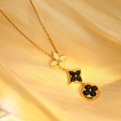 [ELAN LUXE]STAR AND SUN ONYX PINK GOLD NECKLACE