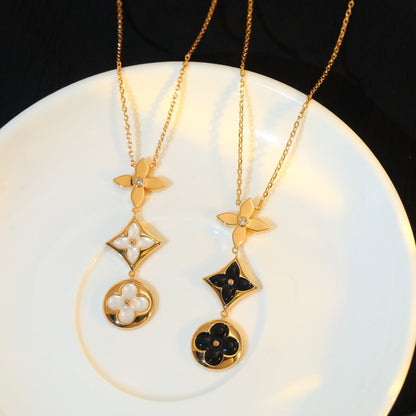 [ELAN LUXE]STAR AND SUN ONYX PINK GOLD NECKLACE