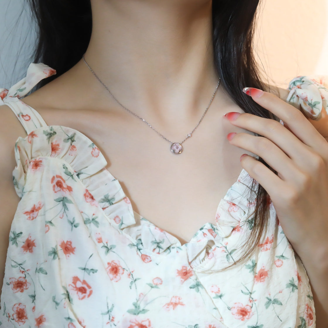[ELAN LUXE]SUN PEDANT PINK GOLD 1 DIAMOND NECKLACE