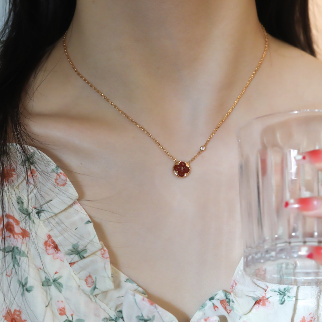 [ELAN LUXE]SUN PEDANT PINK GOLD 1 DIAMOND NECKLACE