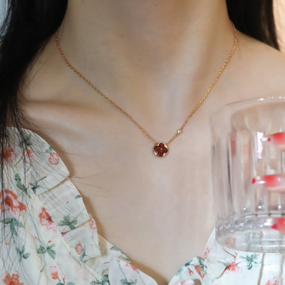 [ELAN LUXE]SUN PEDANT PINK GOLD 1 DIAMOND NECKLACE