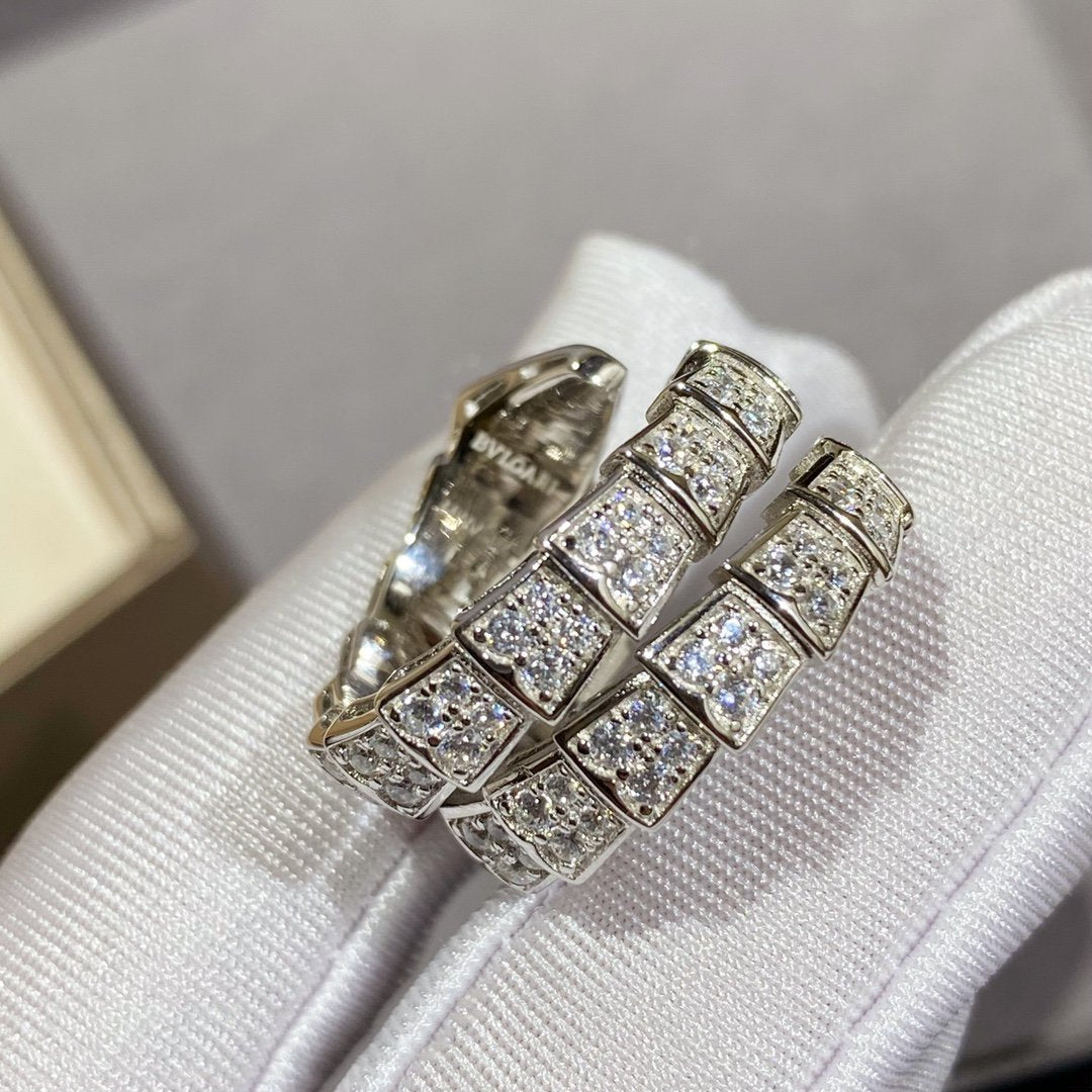 [ELAN LUXE]SERPENTI DOUBLE RING SILVER DIAMOND PAVED