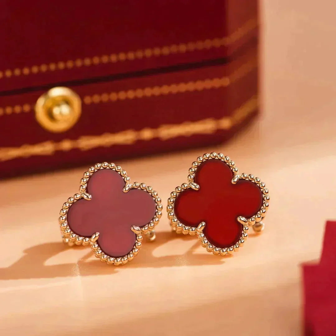[ELAN LUXE]CLOVER MEDIUM 1 MOTIFS CARNELIAN  EARRINGS