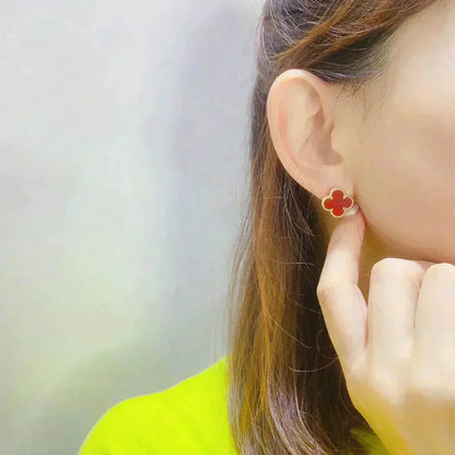 [ELAN LUXE]CLOVER MEDIUM 1 MOTIFS CARNELIAN  EARRINGS
