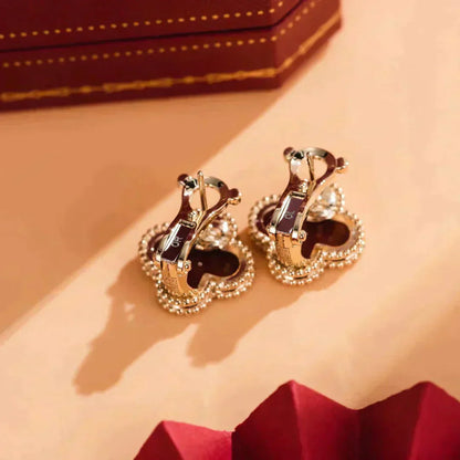 [ELAN LUXE]CLOVER MEDIUM 1 MOTIFS CARNELIAN  EARRINGS