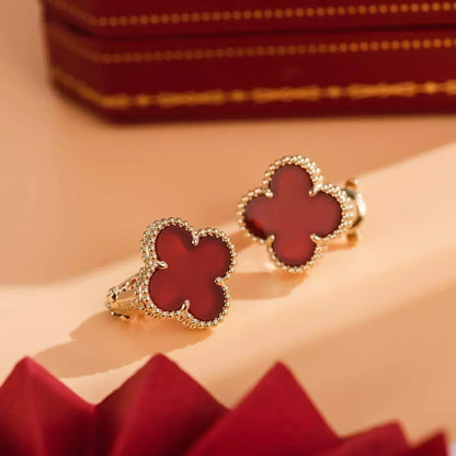 [ELAN LUXE]CLOVER MEDIUM 1 MOTIFS CARNELIAN  EARRINGS