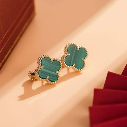[ELAN LUXE]CLOVER MEDIUM 1 MOTIFS MALACHITE  EARRINGS