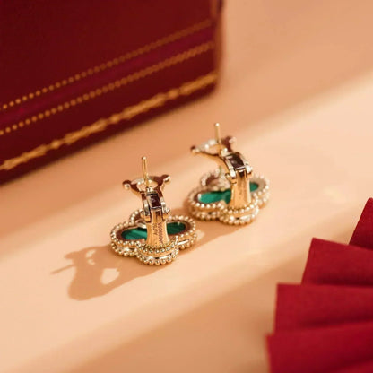 [ELAN LUXE]CLOVER MEDIUM 1 MOTIFS MALACHITE  EARRINGS