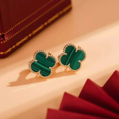 [ELAN LUXE]CLOVER MEDIUM 1 MOTIFS MALACHITE  EARRINGS