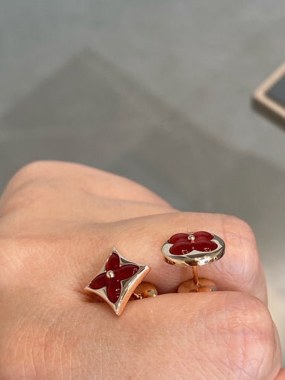 [ELAN LUXE]STAR AND SUN PINK GOLD CARNELIAN STUD EARRINGS