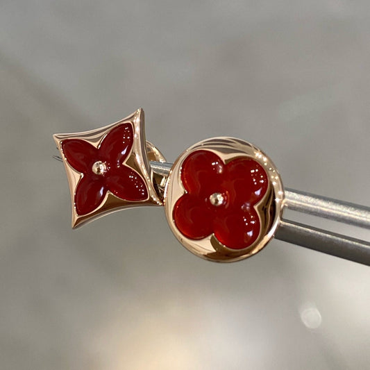 [ELAN LUXE]STAR AND SUN PINK GOLD CARNELIAN STUD EARRINGS