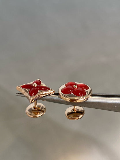 [ELAN LUXE]STAR AND SUN PINK GOLD CARNELIAN STUD EARRINGS