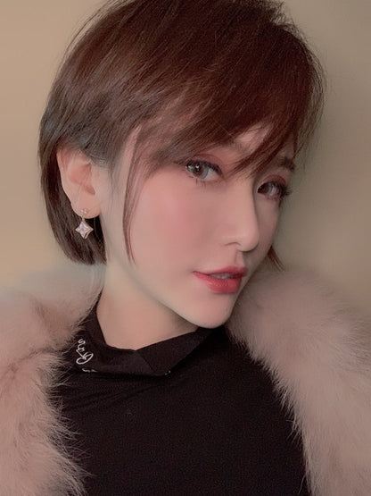 [ELAN LUXE]DOUBLE STAR PINK GOLD MOP DROP EARRINGS